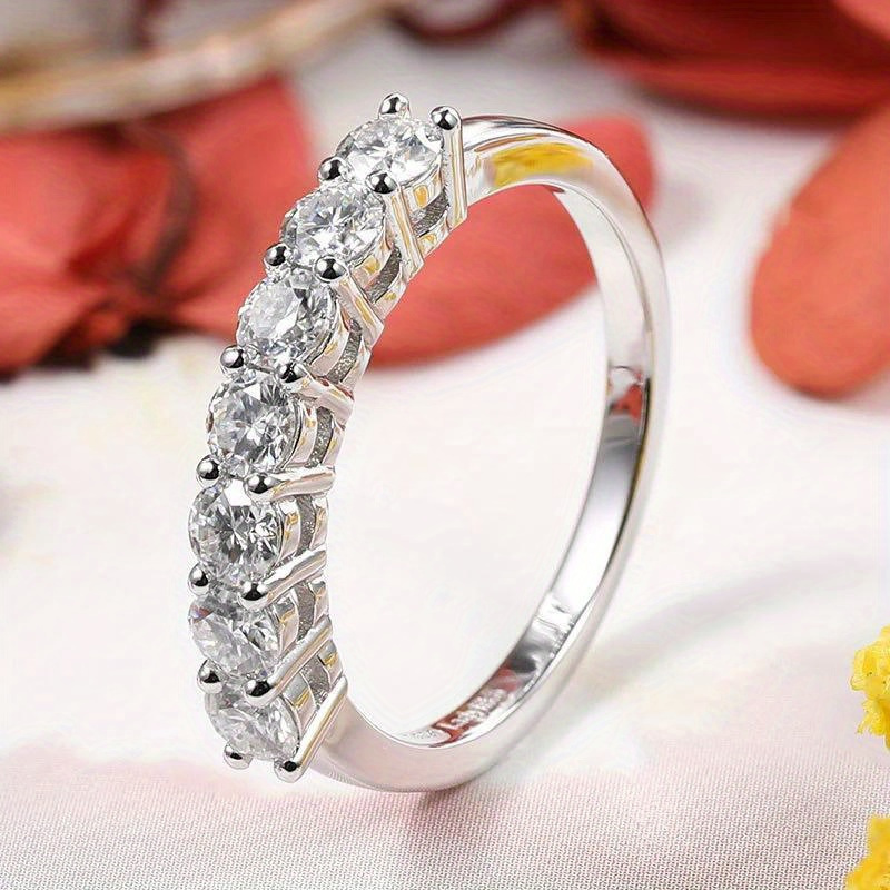 7-Stone Moissanite Promise Ring 0.7ct 925 Silver