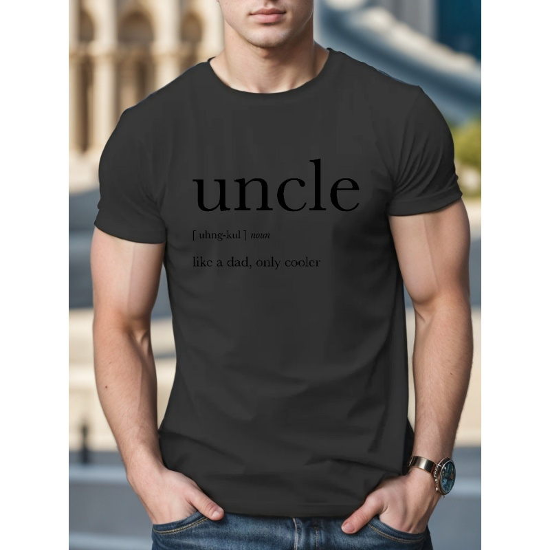 

Uncle Print Men's Fashion Comfy Breathable T-shirt, New Casual Round Neck Short Sleeve Tee For Spring Summer Men's Clothing