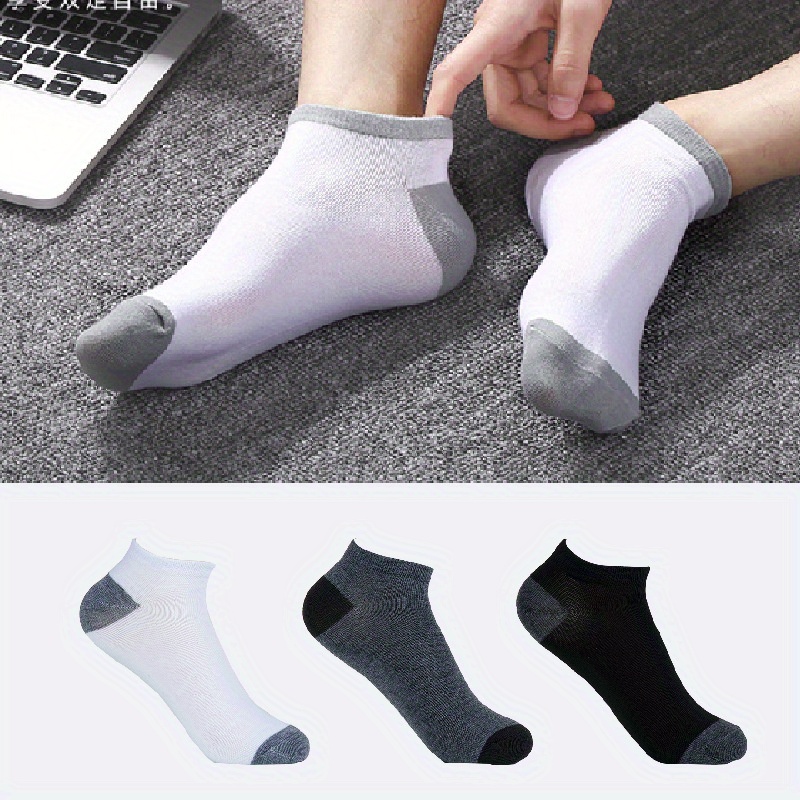 

1/5 Pairs Of Men's Color Blocking Low-cut Socks, Comfy Breathable Soft & Anti-odor Boat Socks, Men's Hosiery For All Season, Creative Gift