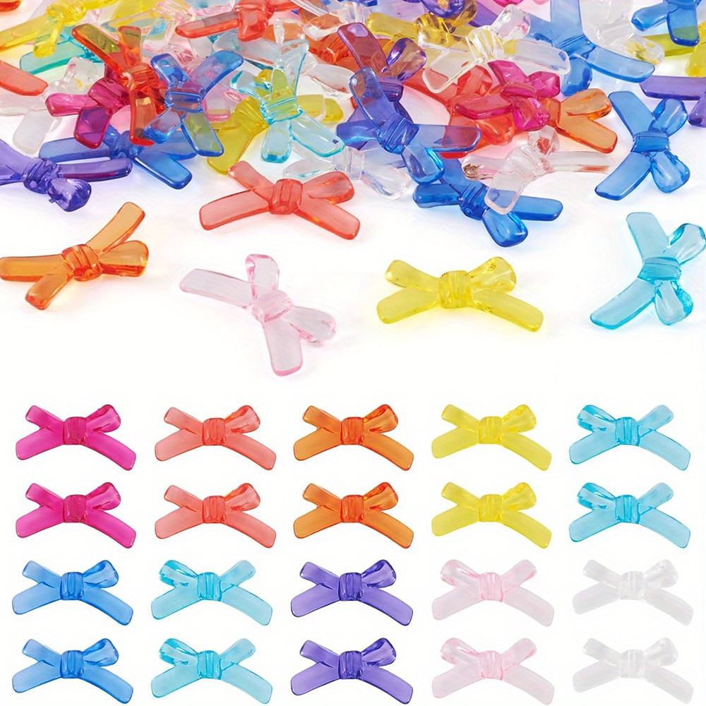 

50pcs Large 20x34mm Transparent Acrylic Bow Spacer Beads For Making - Ideal For Necklaces, Earrings & Keychains