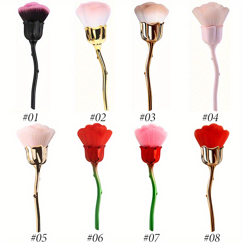 

Rose Flower-shaped Nail Dust Brush, Soft Bristle Makeup Brushes, Manicure Pedicure Cleaning Tool Accessory, Cosmetic Brush With Floral Design Handle