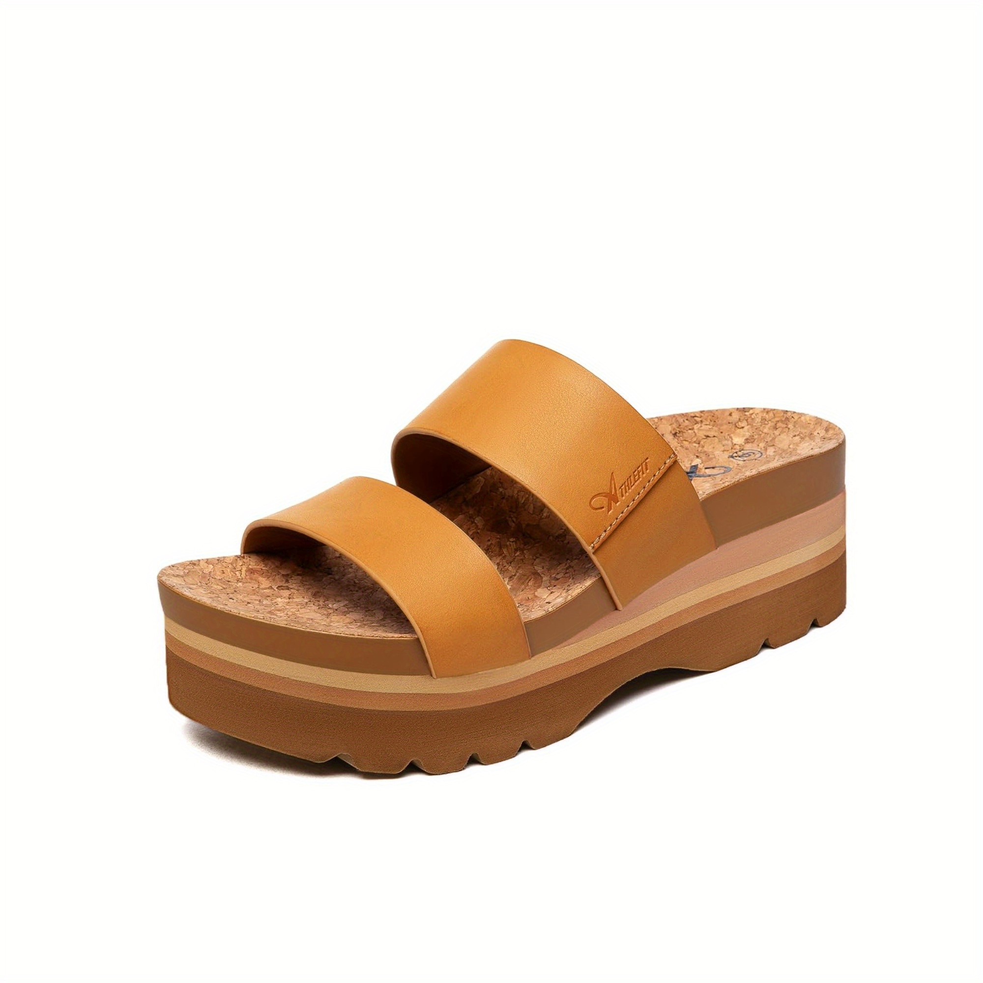 

Higher Platform Sandals, Arch Support Beach Slides For Woman, Orthotic Summer Causal Cork Footbed Slip On
