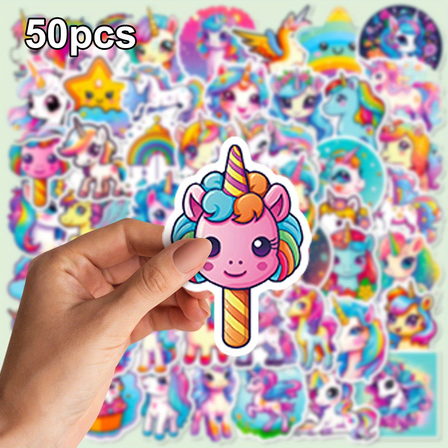 Image of 50pcs Unicorn Waterproof Stickers - Durable Pp Decals For Motorcycles, Laptops, Phone Cases, Skateboards & More