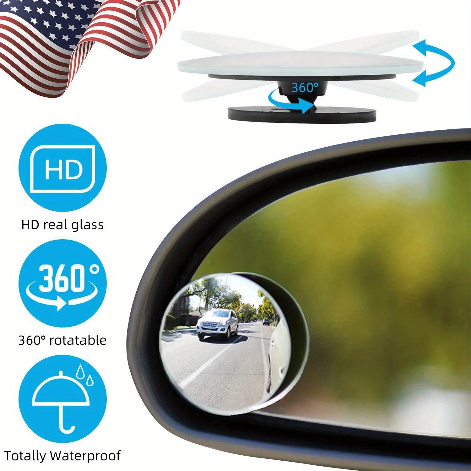 

6pcs Universal Car Blind Spot Mirrors Round Hd Glass Convex 360° Side Rear View Mirror