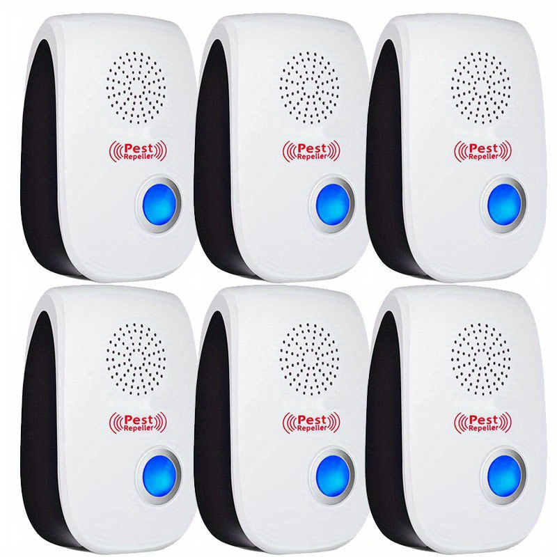 

6pcs, Dual Horn Ultrasonic Pest Repeller For Indoor Pest Control - Effective Electronic Insect Repellent For Home, Kitchen, And Warehouse - Say Goodbye To Mosquitoes And Other Pests