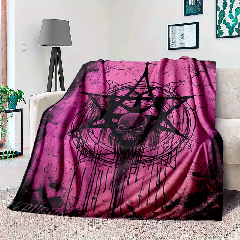 

Gothic & Pentagram Soft Throw Blanket - Cozy, Warm Polyester For Sofa, Bed, Picnic, And Travel Pillows For Outdoor Furniture