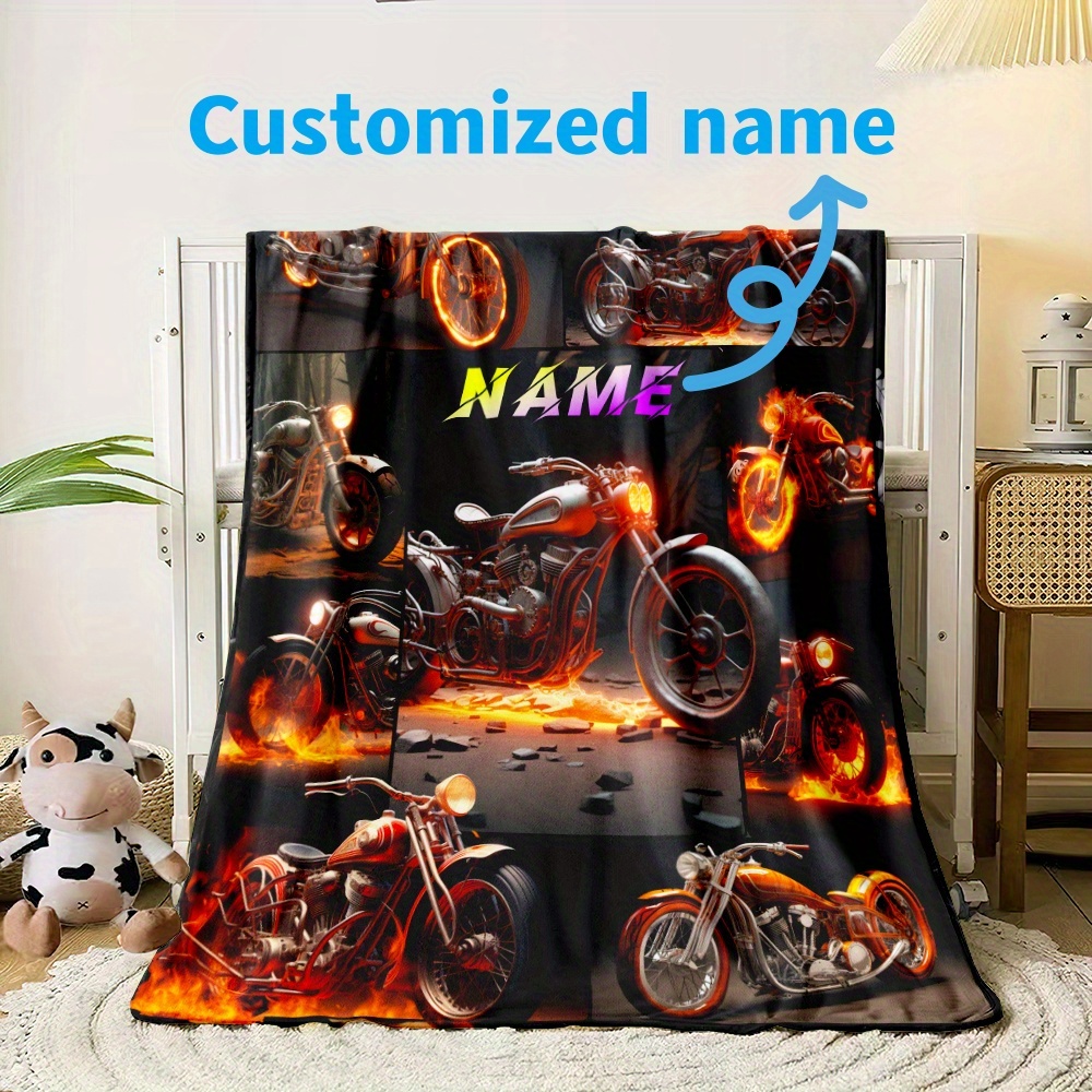 

Custom Motorcycle Blanket - Ultra-soft, Personalized Design For Sofa, Bed, Travel & Camping - High-definition Digital Print, Versatile Use, Perfect Gift