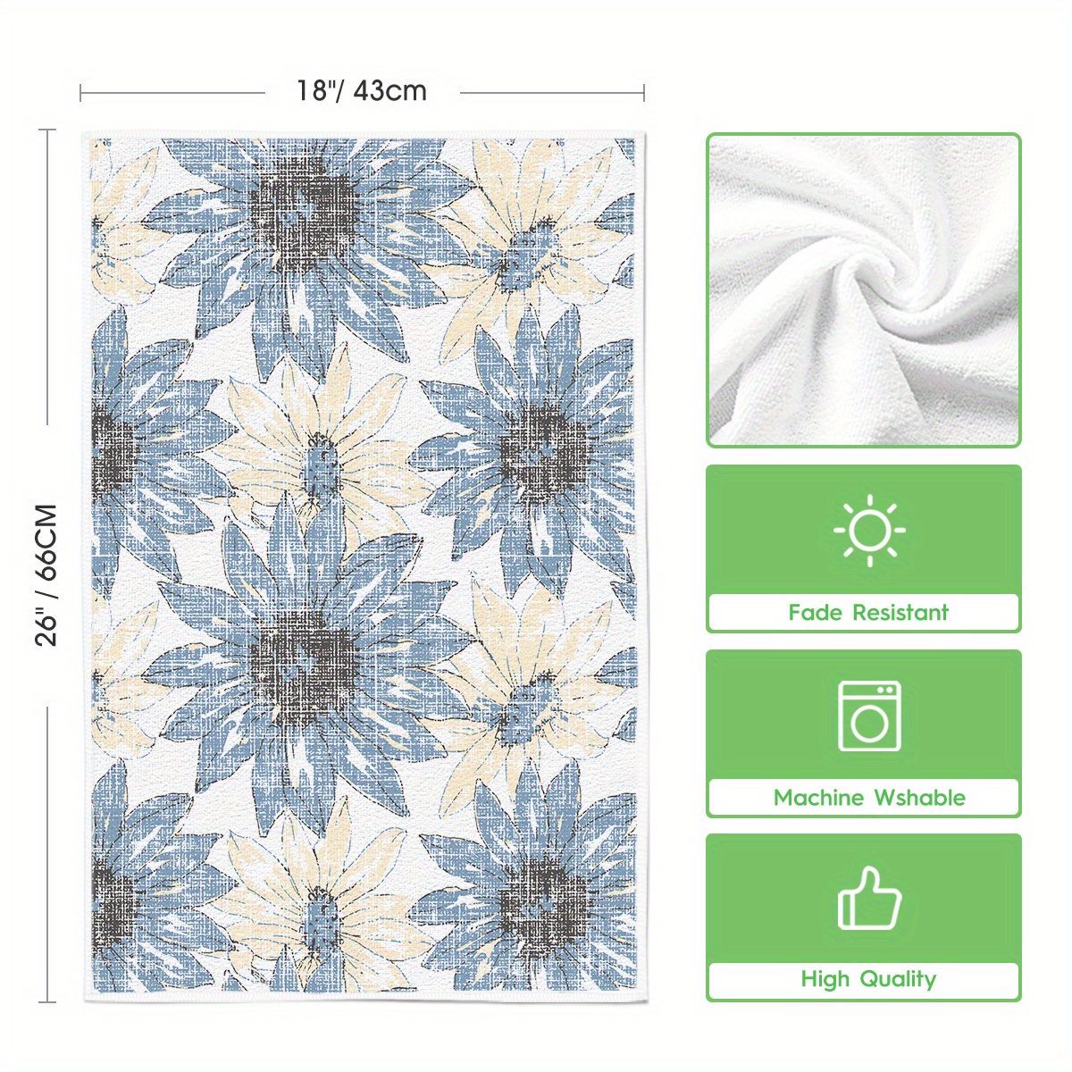

Sm:)e 4pcs Blue Floral Boho Kitchen Towels Dish Towels, 18x26 Inch Seasonal Spring Decoration Hand Towels Set Of 2