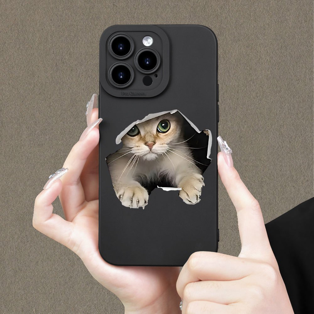 

Cute Cat Design Soft Tpu Case For Iphone - Angel Eyes Matte Finish Flexible Protective Cover With Adorable Kitten Graphic