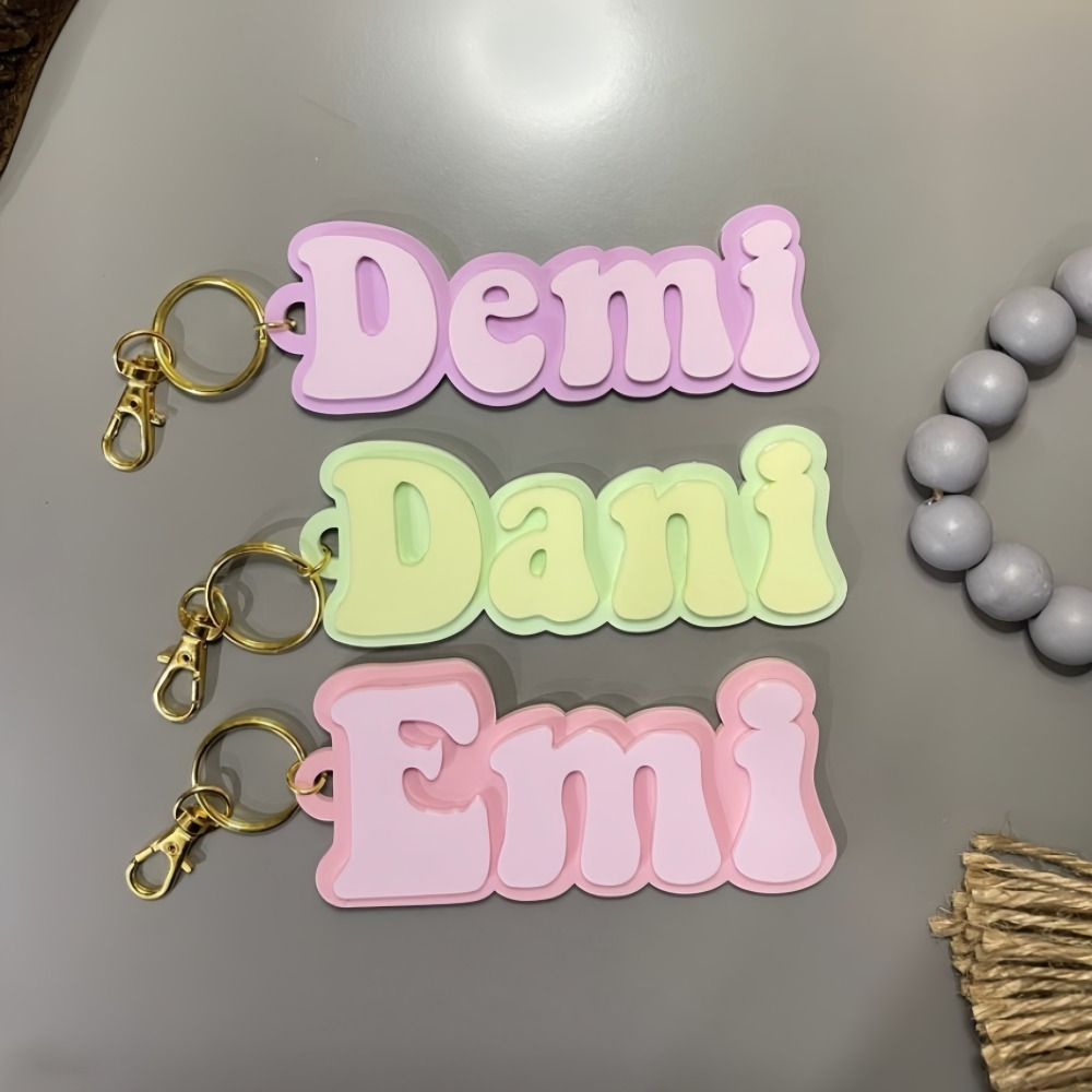 

1 Pc Custom Acrylic Name Keychain With Golden Clasp, Personalized Backpack Tags, Name Sign For Sports Bag/lunch Box, Durable Lightweight Nameplate - Available In Various Colors