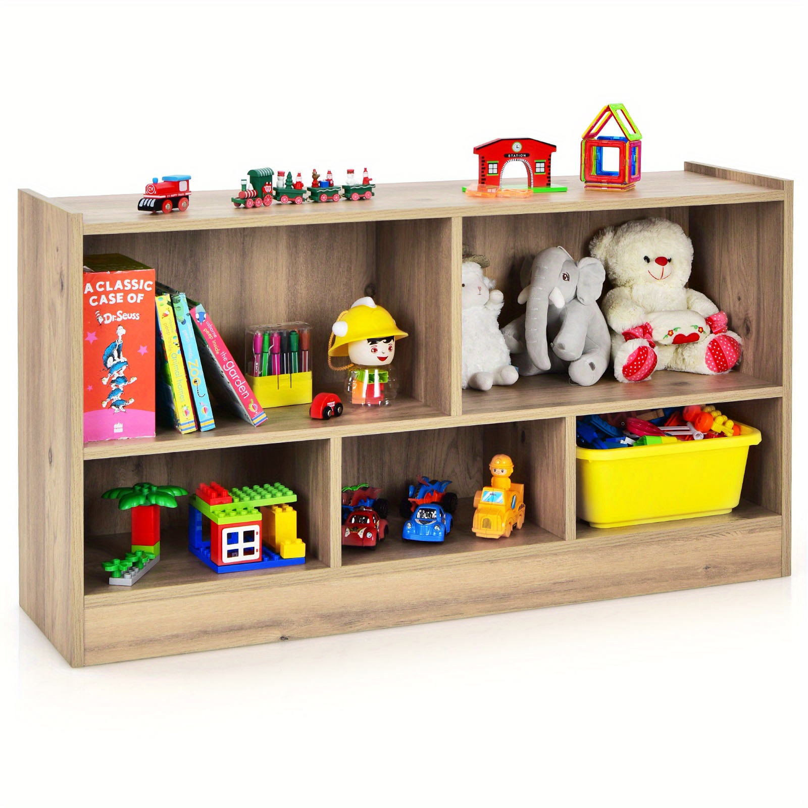 

Maxmass Wooden 5 Cube Chidren Storage Cabinet Bookcase Toy Storage Kids Rooms Classroom
