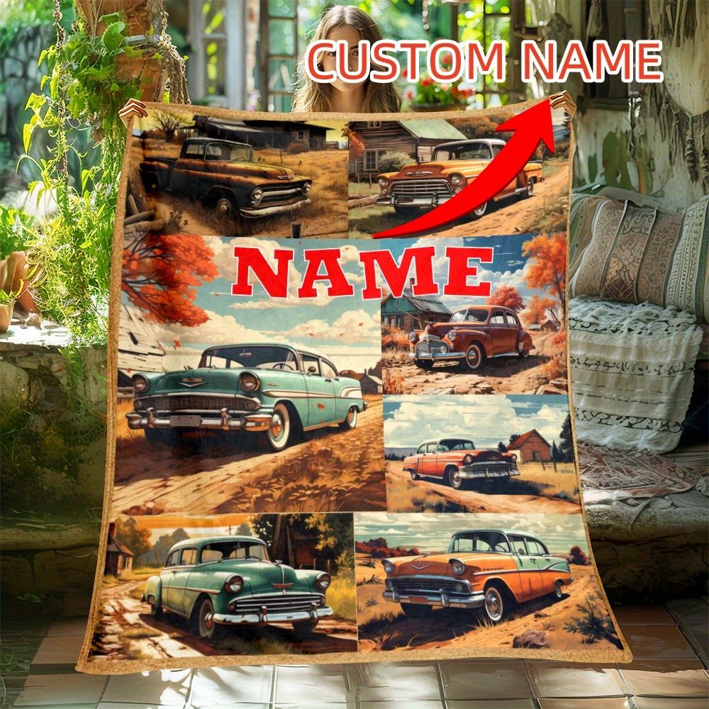 

Custom Name Off-road Adventure Car Print Blanket - Soft, Lightweight Flannel Throw For Couch, Bed, Travel & Camping | Personalized Gift Idea