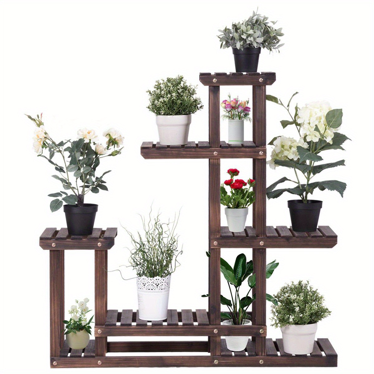 

Homasis Goplus Wooden Plant Flower Display Stand 6 Tier 10 Pots Wood Shelf Storage Rack