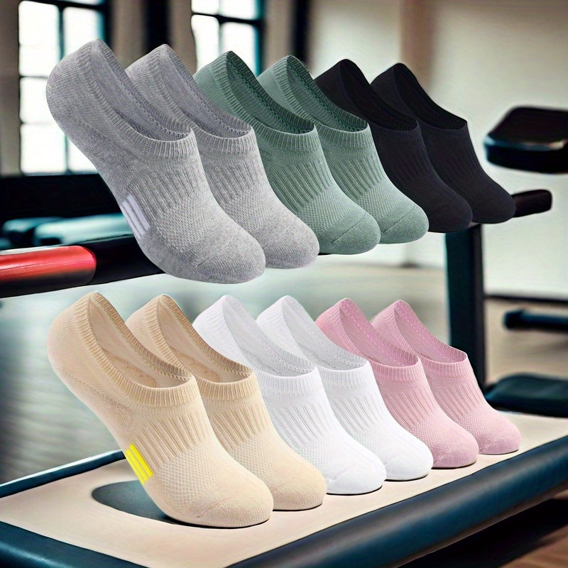 

5/6 Pairs Solid Socks, Casual & Breathable Low Cut Ankle Socks, Women's Stockings & Hosiery