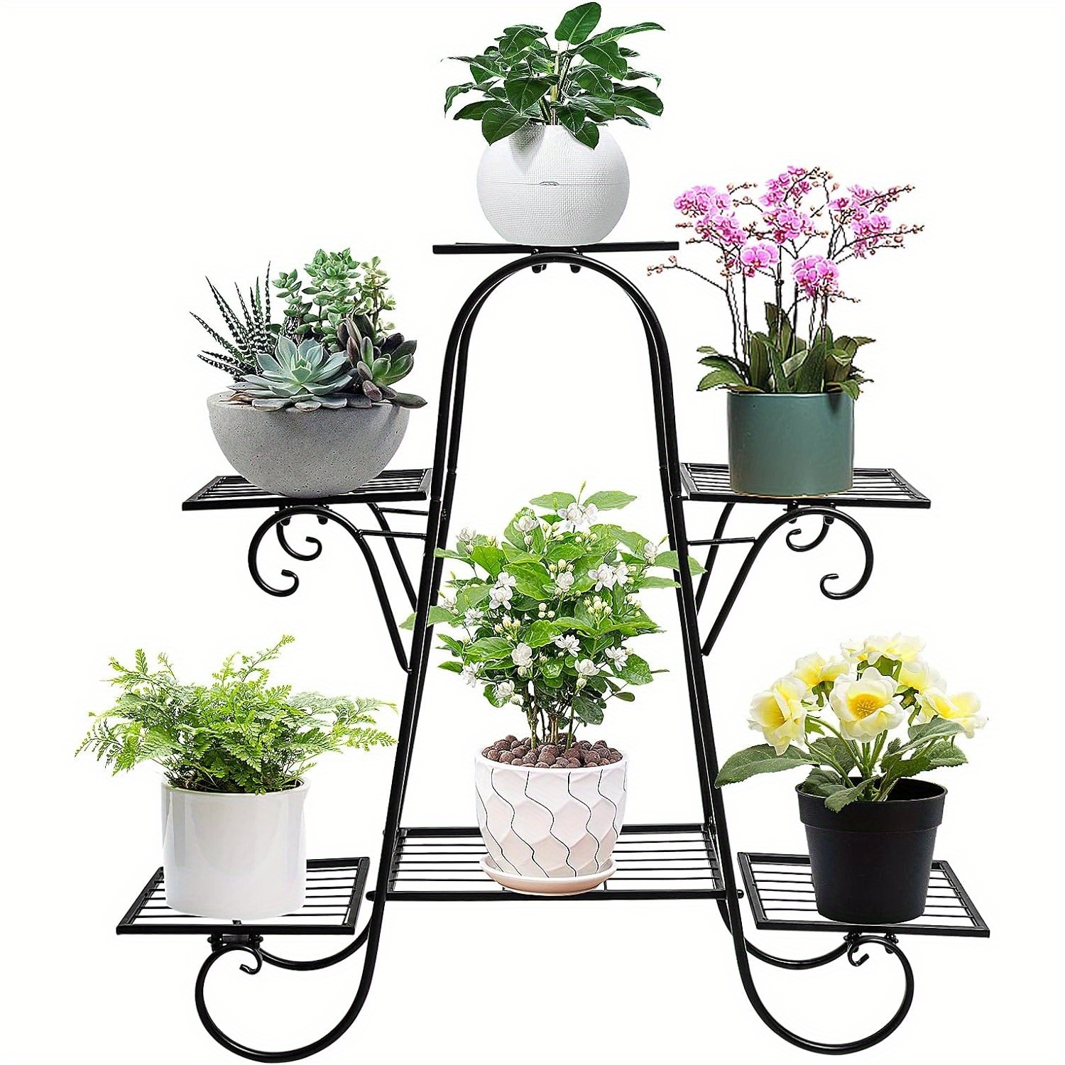Metal Flower Stand Black Flower Stairs With 6 Levels Retro Plant Stairs For Indoor And Outdoor Garden Balcony Plant Shelf Display Stand For Decorative Stand Plant Stand