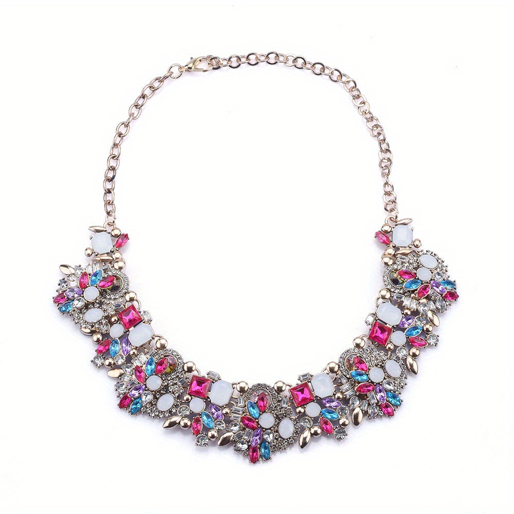 elegant full   floral necklace luxurious alloy fashion jewelry for   for parties banquets details 0