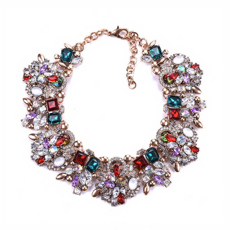 elegant full   floral necklace luxurious alloy fashion jewelry for   for parties banquets details 1