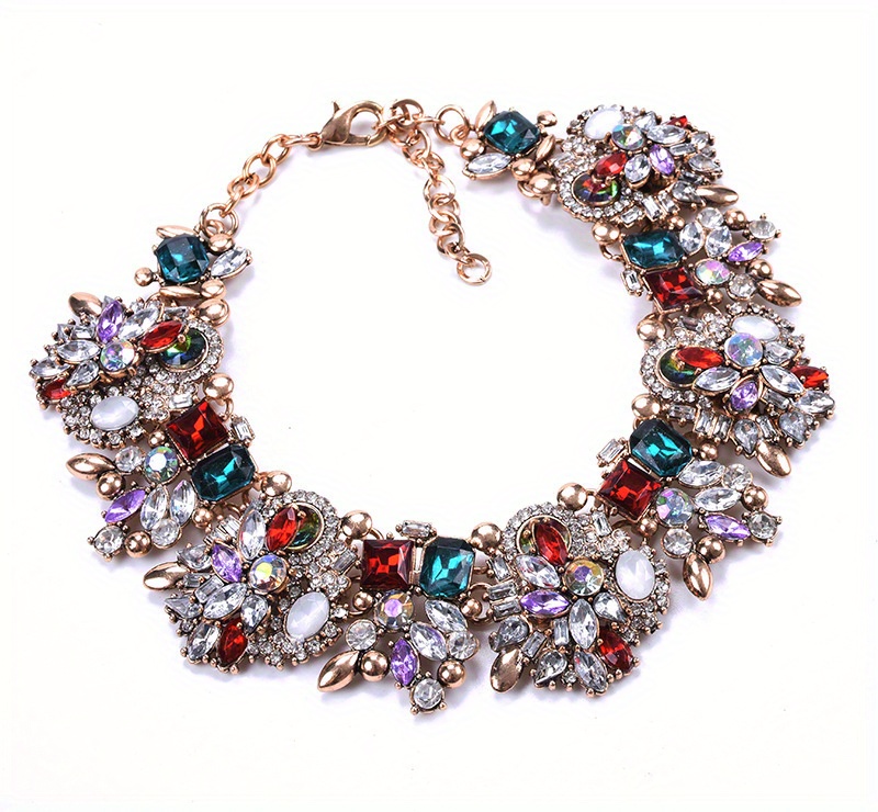 elegant full   floral necklace luxurious alloy fashion jewelry for   for parties banquets details 2