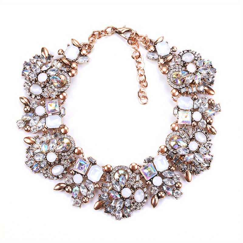 elegant full   floral necklace luxurious alloy fashion jewelry for   for parties banquets details 7