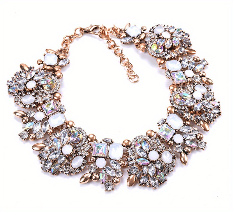 elegant full   floral necklace luxurious alloy fashion jewelry for   for parties banquets details 8