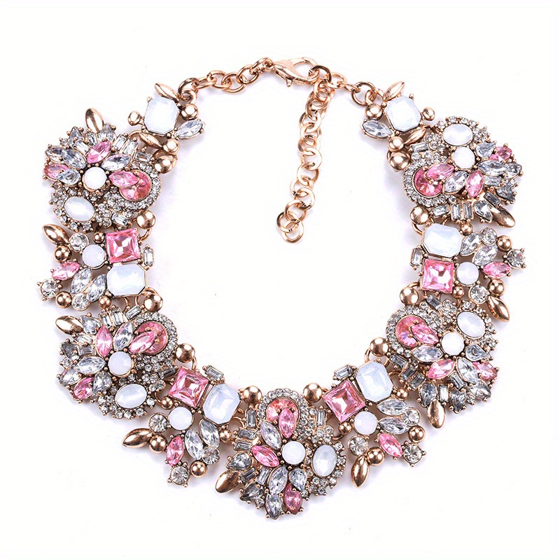 elegant full   floral necklace luxurious alloy fashion jewelry for   for parties banquets details 9