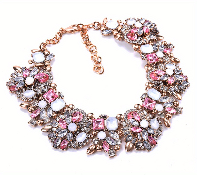 elegant full   floral necklace luxurious alloy fashion jewelry for   for parties banquets details 10