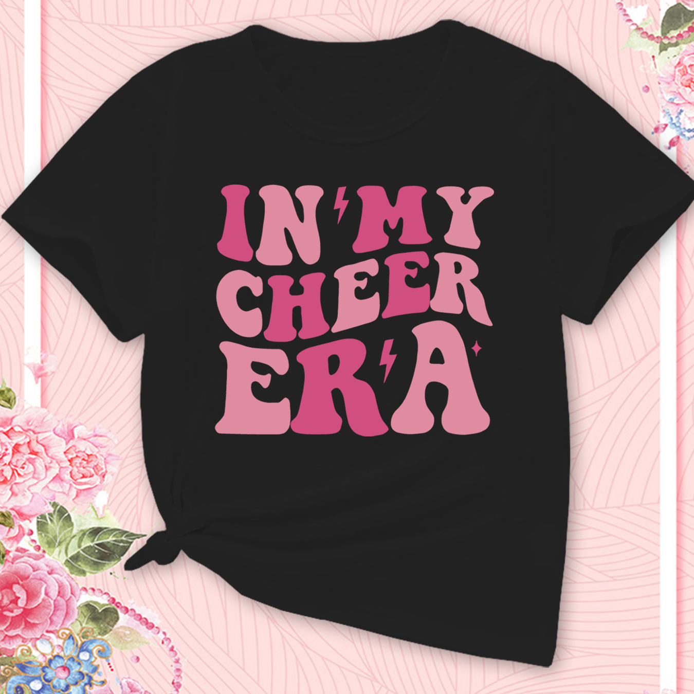 

in My Cheer Era" Letter Print Creative T-shirts, Soft & Elastic Comfy Crew Neck Short Sleeve Tee, Girls' Summer Tops