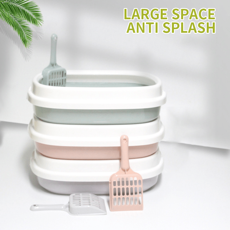 

Large Space Anti-splash Cat Litter Box With Scoop - Enclosed Design, Easy To Clean, And Made Of Durable Pp Material