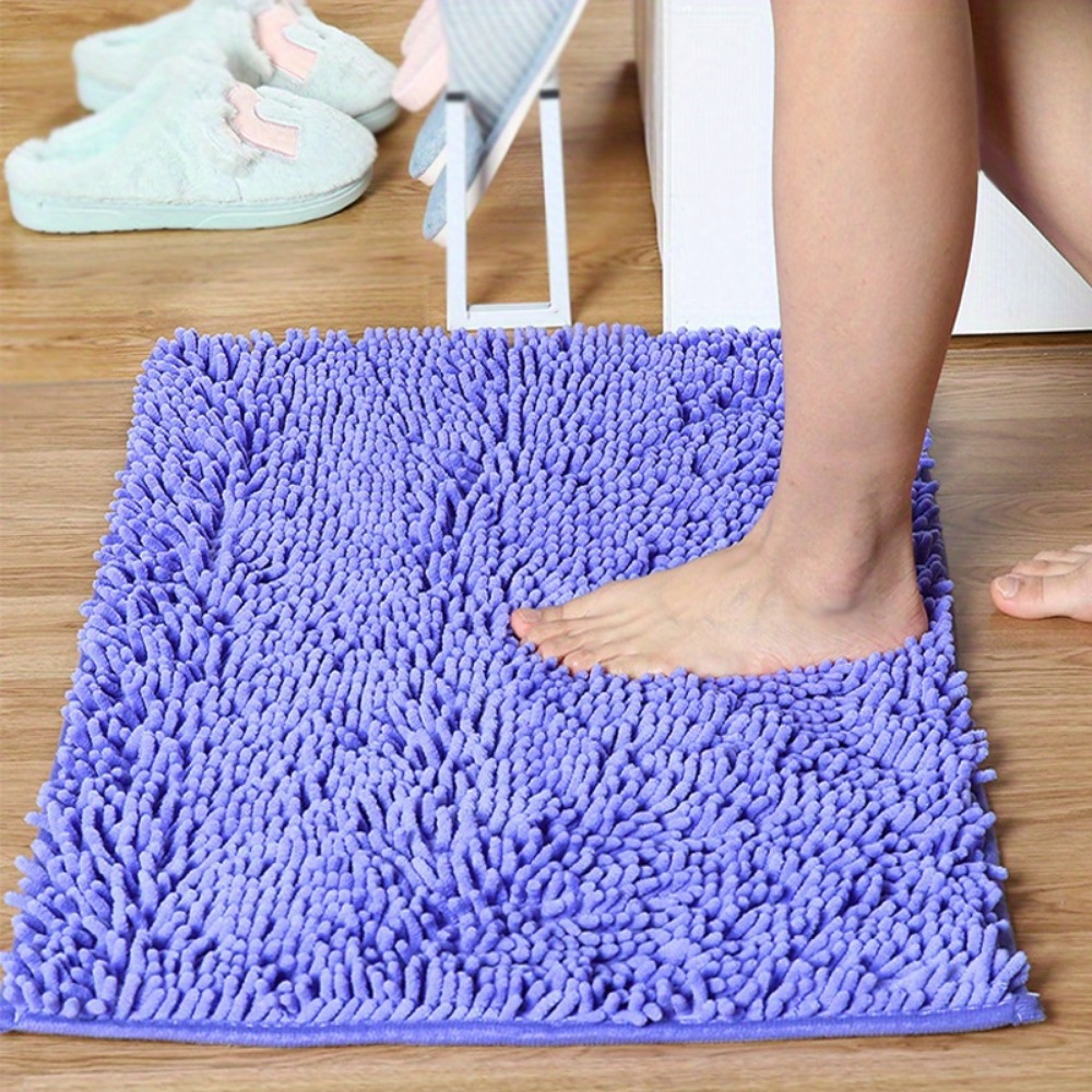 

1pc Chenille Bath Mat - Super Absorbent & Anti-slip - Soft, Durable, Machine Washable - Perfect For Bathroom & Entrance Floor