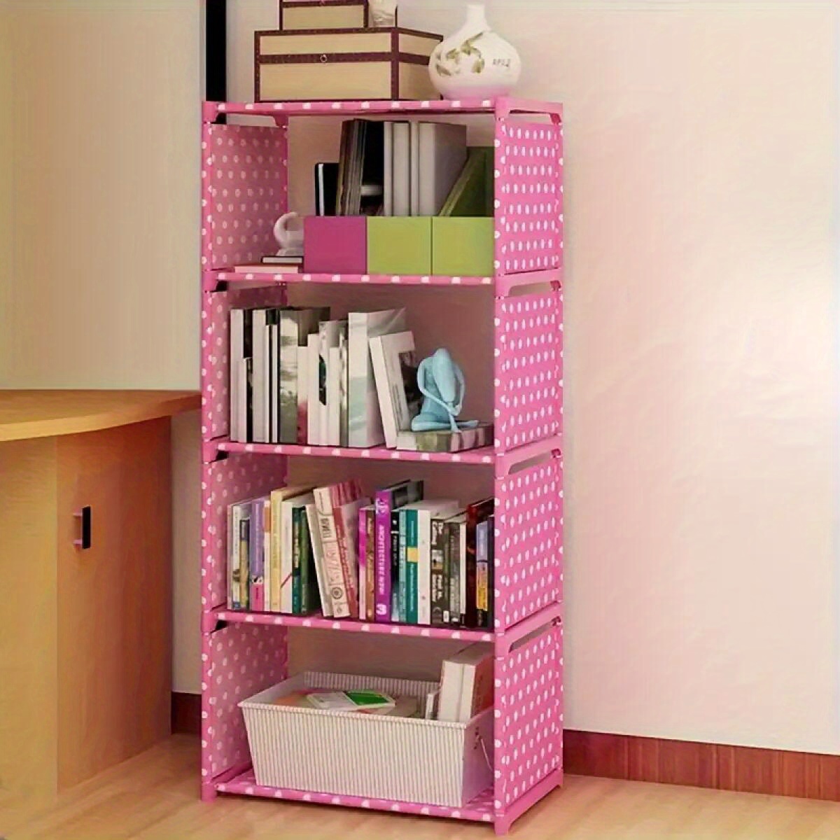 

1pc Simple Bookshelf Cabinet Storage Rack Bookcase Steel Tube Combination Storage Bookshelf