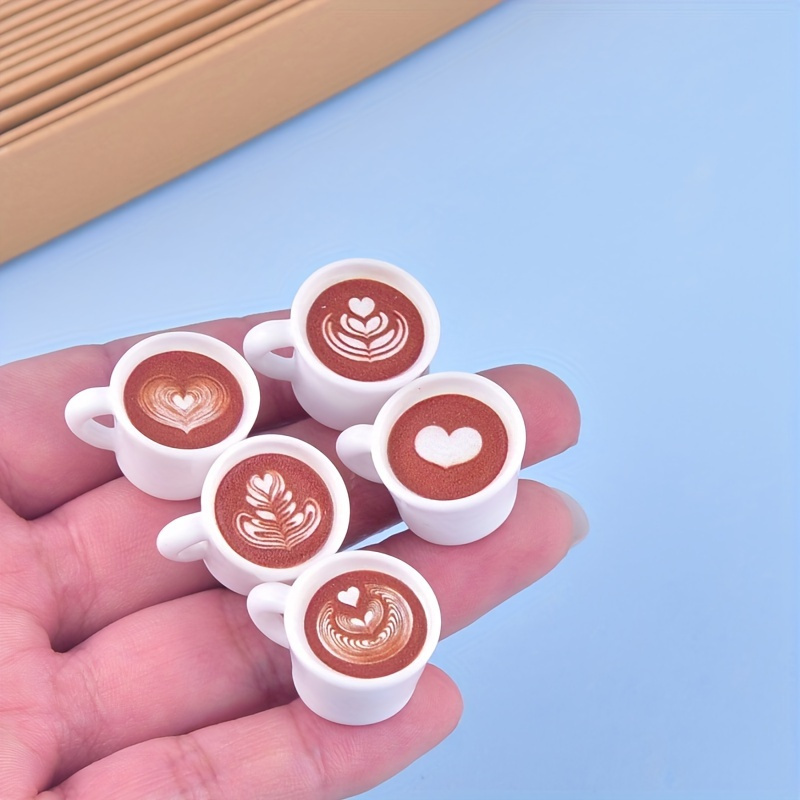 

10pcs Resin Coffee Latte Art Charms Set - Tulip, Heart & Layered Designs For Diy Earrings And Necklaces Jewelry Crafting Accessories