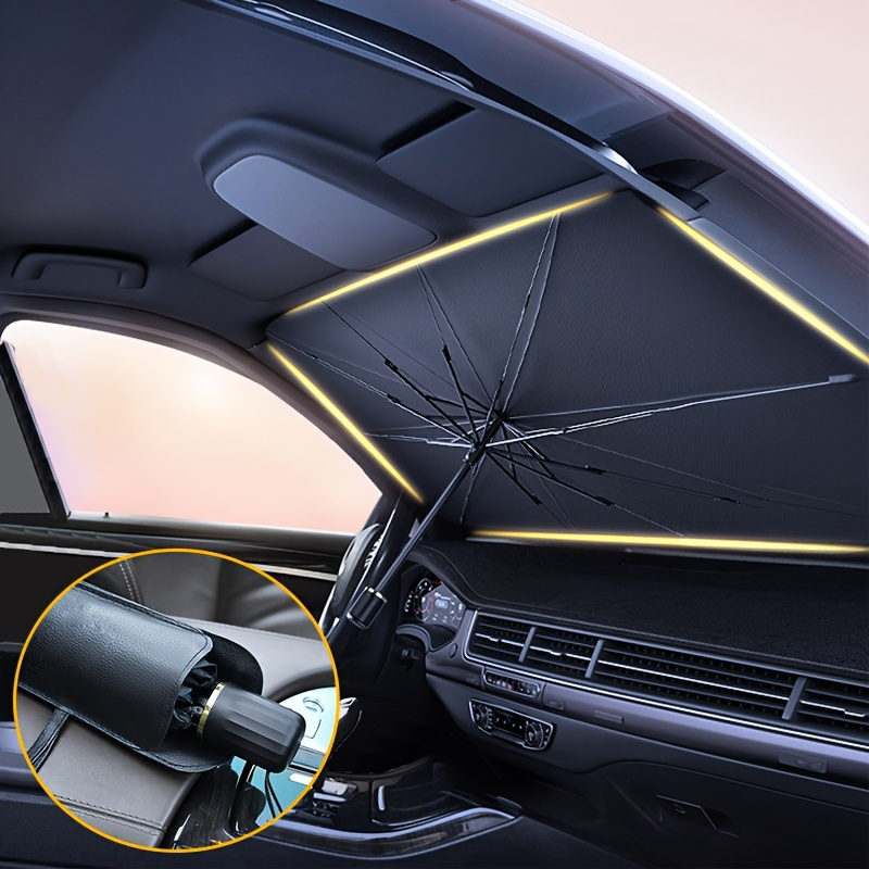 

Uv Protection Car Umbrella Sunshade - Foldable Windshield Cover With Anti-uv & Heat Insulation Features, Plastic Automobile Sun Blocker For Front Window, Suitable For Sedans, Suvs & Business Cars