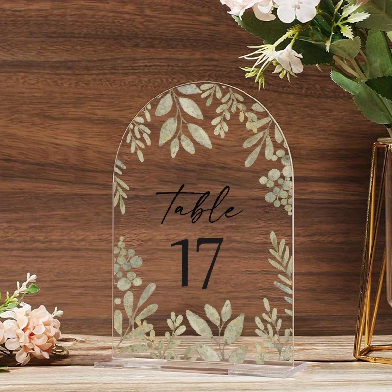 

20pcs Classic Acrylic Wedding Table Numbers 1-20, 8x13cm Freestanding Event Table Signs, Elegant Floral Design For Receptions And Special Occasions