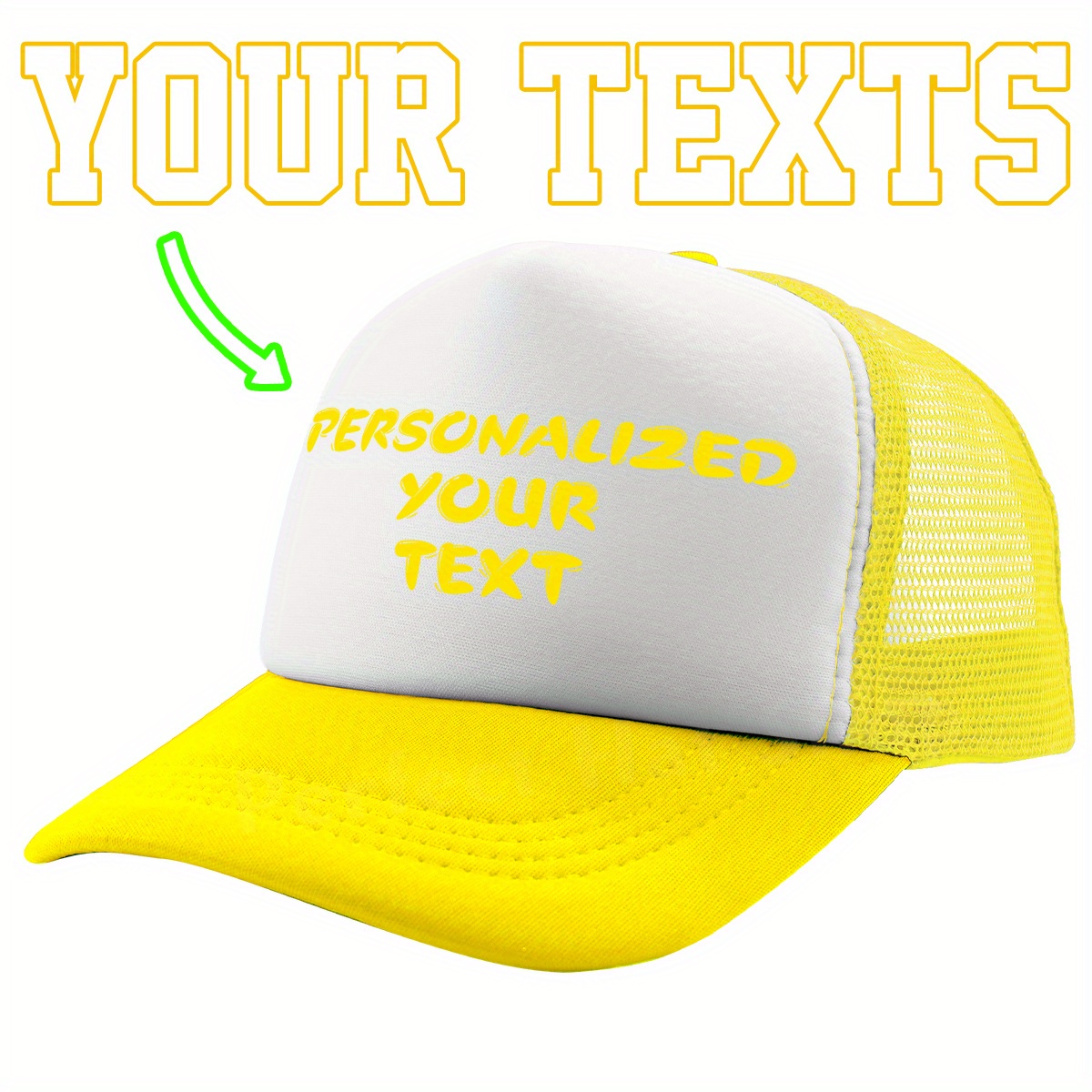 

Custom Text Print Baseball Cap - Adjustable, Breathable Mesh Trucker Hat For Men & Women, Lightweight Polyester - Perfect For Sports & Casual Wear