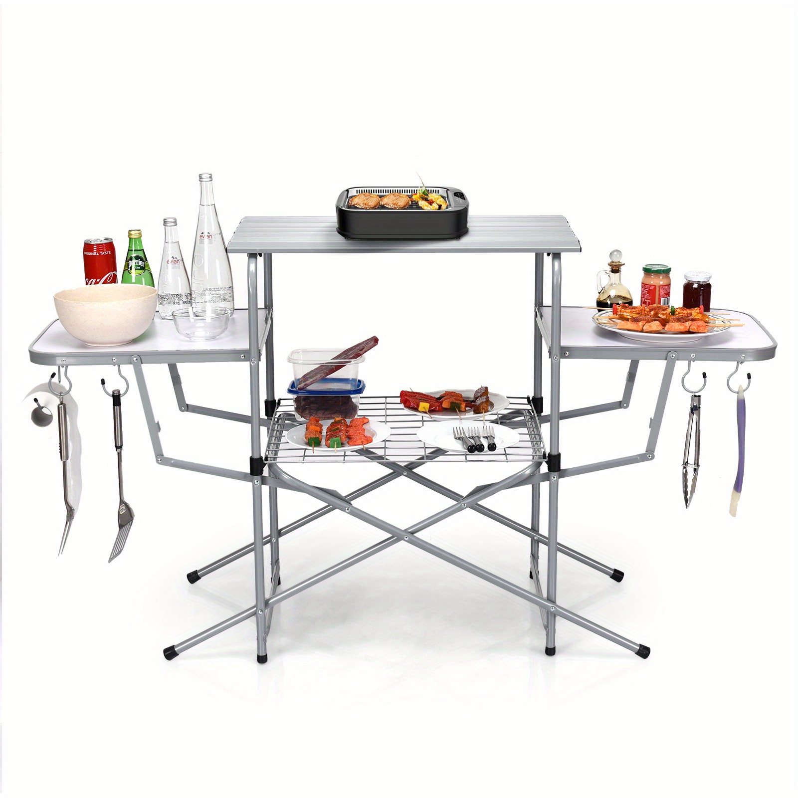

Lifezeal Foldable Camping Table Outdoor Kitchen Portable Grilling Stand Folding Bbq Table