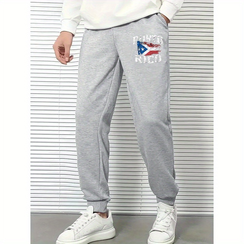 

Puerto Rico Printed, Plus Size Men's Casual Pants, Guard Pants Fashion Youth Casual Pants For Daily Wear