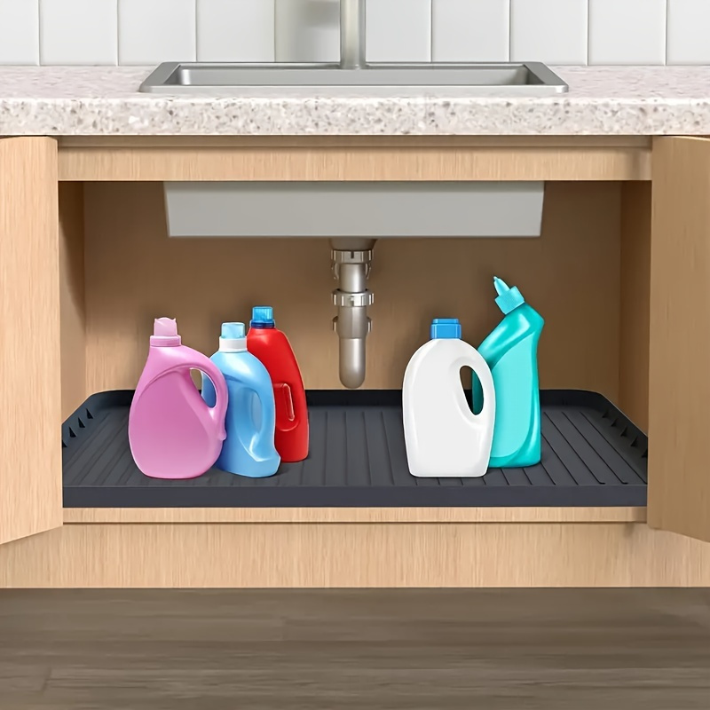 

Durable Waterproof Silicone Under Sink Mat - Drip Tray Liner For Kitchen & Bathroom Cabinets, Protective Pp Material