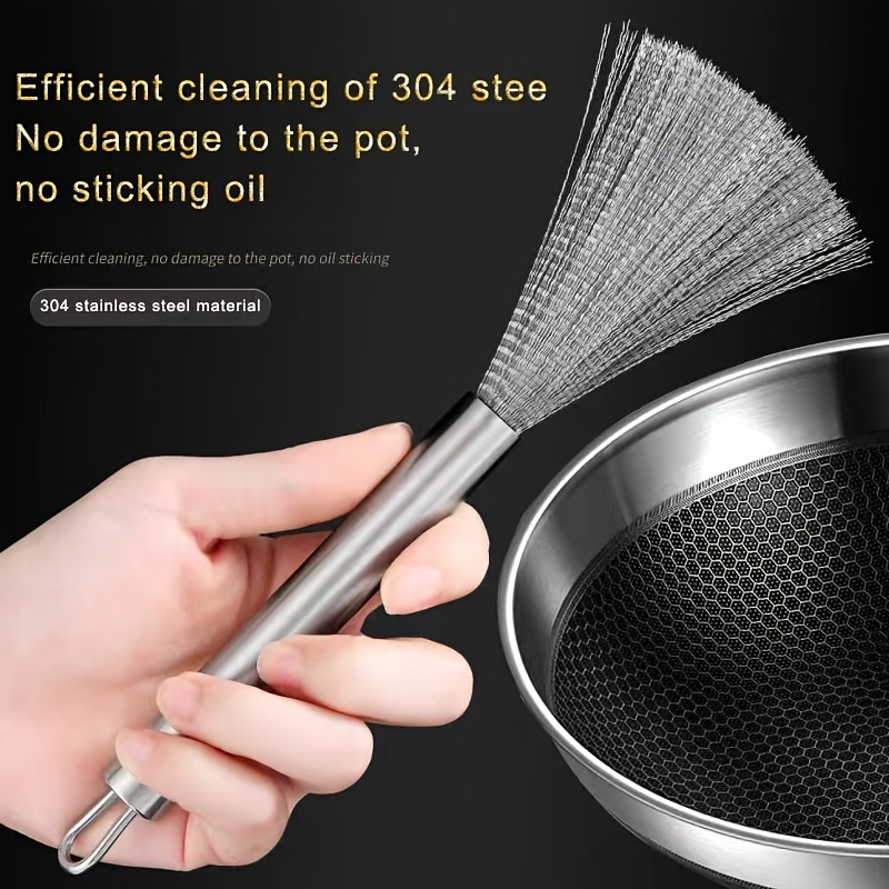 

Stainless Steel Cleaning Brush: 13cm/5.12in , Kitchen Scrubber With Hanging Loop, Metal Pot Cleaner For No-damage Cleaning, Time-saving & Labor-saving Kitchen Tool