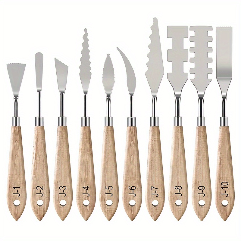 

10pcs Painting Knives With Handle Stainless Steel Palette Knife Set Oil Painting Metal Knives Color Mixing Scraper