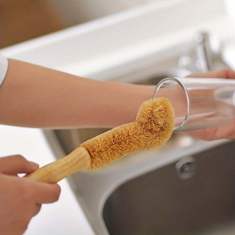 

Effortless Stain Remover: Long Handle Cup Brush For Deep Cleaning - Durable Wooden Kitchen Tool - Perfect For School Prep