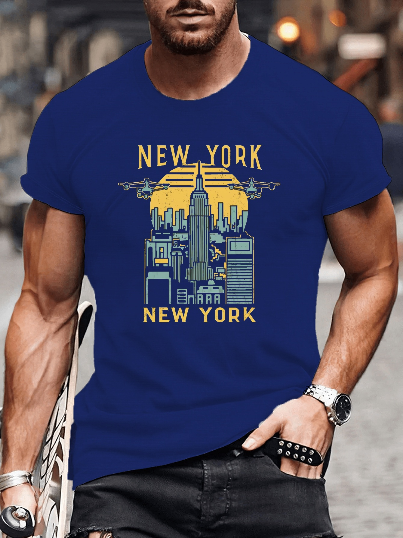 New York City Print Tee Shirt, Tees For Men, Casual Short Sleeve T ...