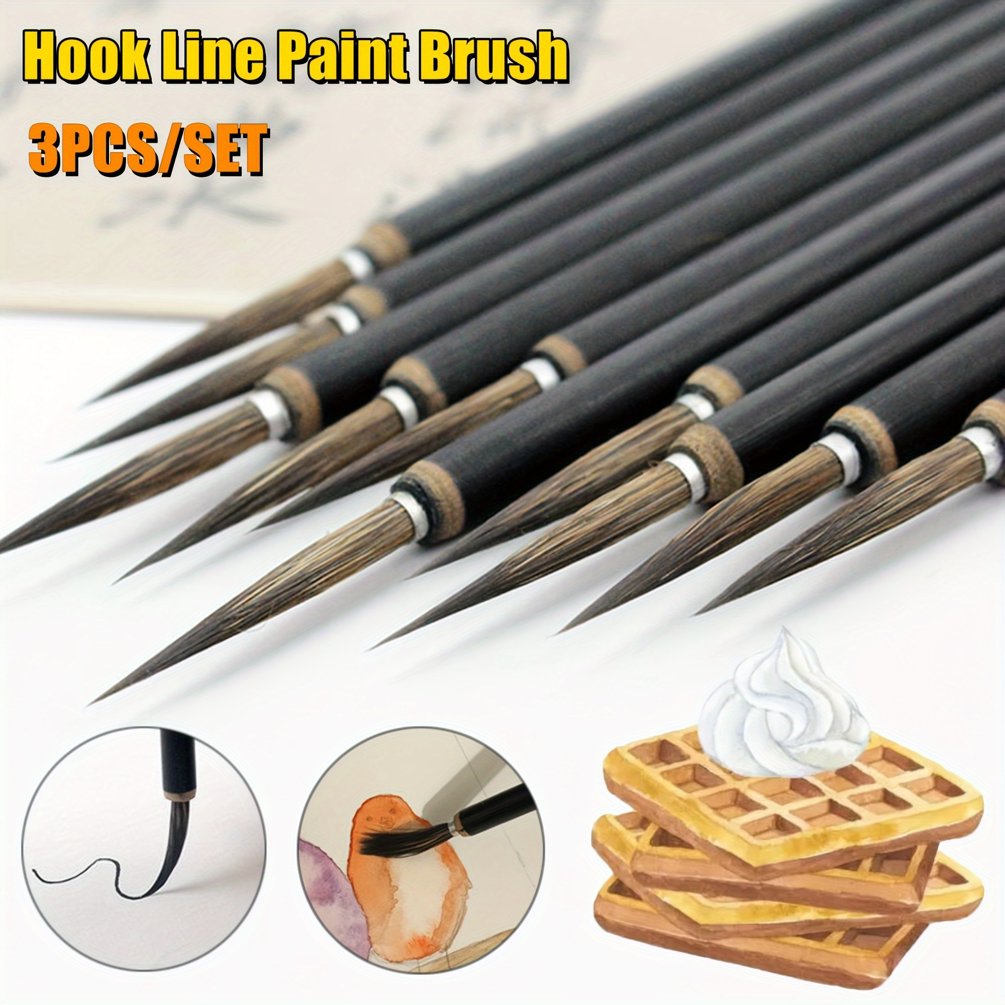 

3pcs Hook Line Paint Brush Set, Chinese Calligraphy Brush, Art Oil Painting Drawing Brush