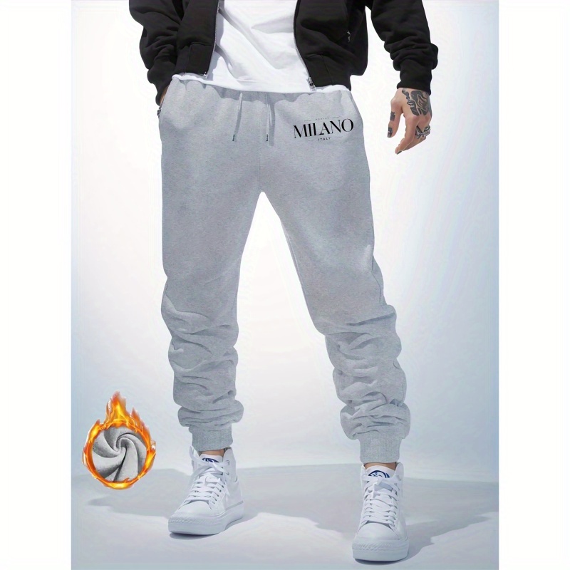 

Milano Letter Print Men's Drawstring Sweatpants, Trendy Youth Pants, Casual Comfortable Versatile Trousers For Autumn & Winter, Student's Clothing