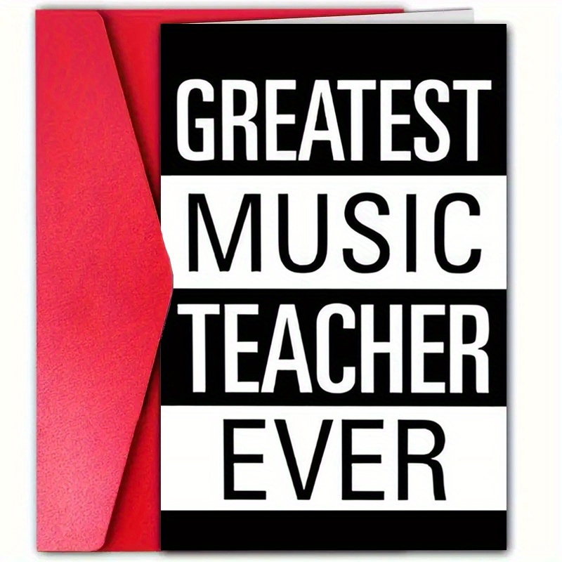 

1 Pc Teacher Appreciation Greeting Card With Envelope - Best Music Teacher Ever Thank You Card For Graduation, Back To School, First Day Of School Gift For Teachers