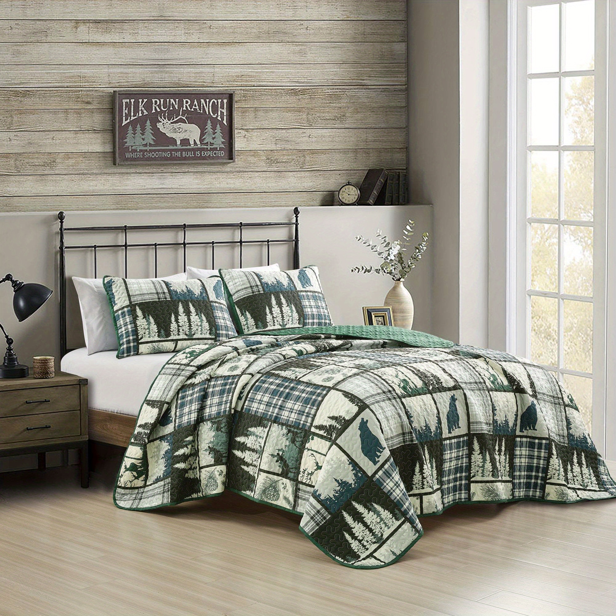 

3 Pcs Cabin Rustic Quilt Bedspread Set