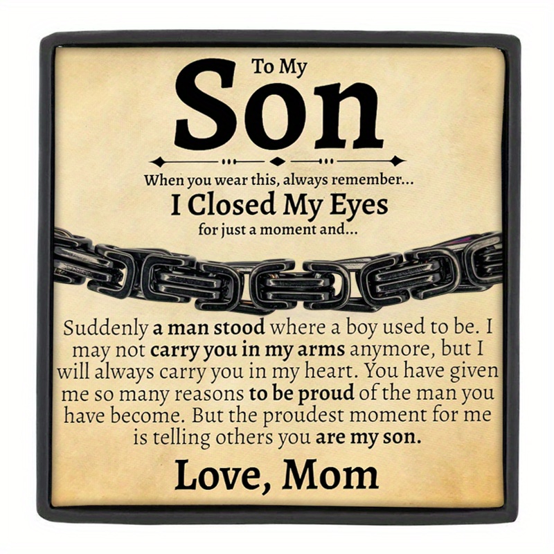 TEMU To My Son 304 Stainless Steel Bracelet With Gift Card Gift Box Jewelry Gift For Teenager Son, Graduation Gift, Birthday Gift, Christmas Gift,