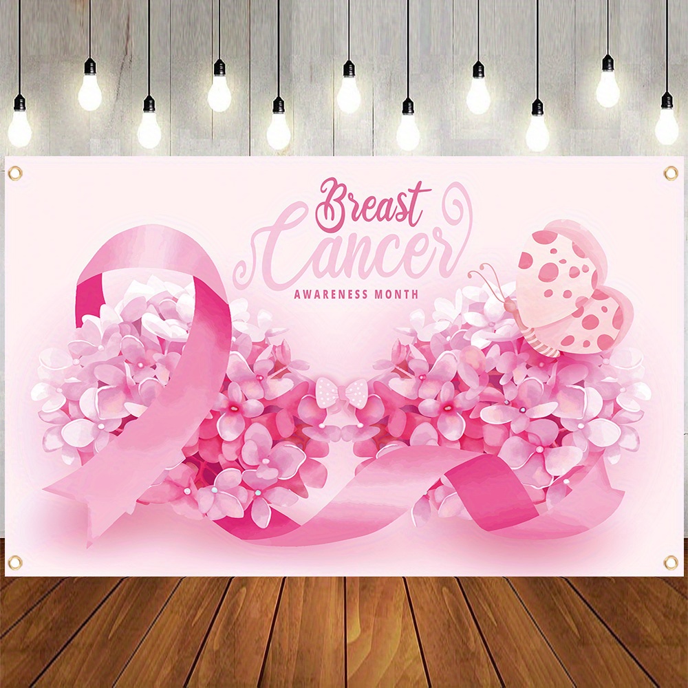 

Breast Cancer Awareness Month Banner, Multi-purpose Polyester Fabric, & Floral Design, General Fit Occasion, Multipurpose Decor For Weddings, Birthdays, Festivals - Pack Of 1