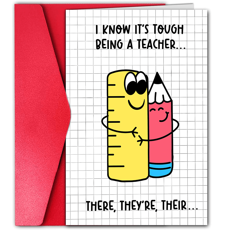 

1pc, Funny Thank You Teacher Card, Teaching Assistant Card, Funny Grammar Card For Teacher, End Of Term, Card For Teacher, Teaching Assistant