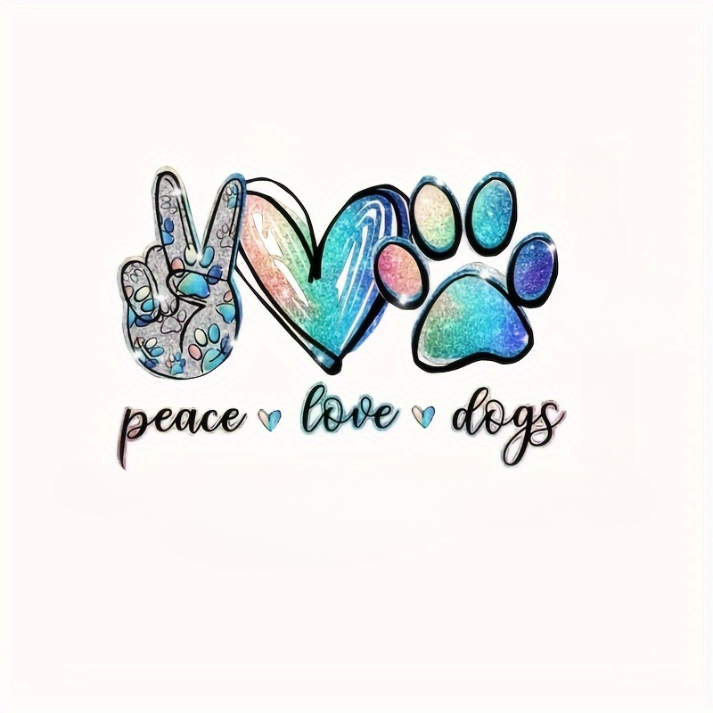 

1pc "peace " Paw Print Iron-on Decal - Diy Washable Heat Transfer Sticker, Polyester, For T-shirts, Bags, Pillowcases & Backpacks Decoration