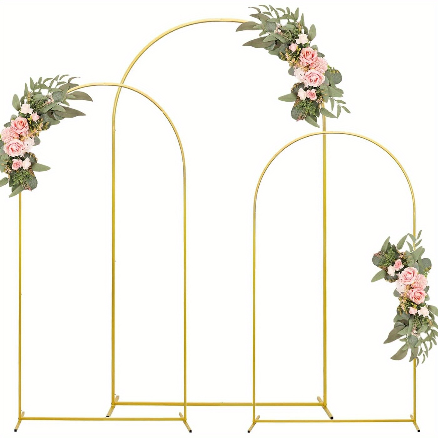 

Metal Arch Backdrop Stand Gold Wedding Arch Stand Set Of 3 Arch Backdrop Stand For Wedding Ceremony Birthday Party Decoration (7.2ft/6.6ft/6ft)